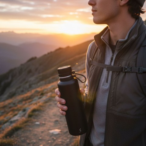 Butelka termiczna, stalowa, 1,0 l, czarna