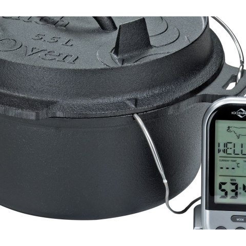 Garnek żeliwny, z akcesoriami do używania na grillu i nad ogniskiem, 5,5 l, śred. 30 x 13,5 cm