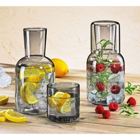 Karafka ze szklanką 0,75 L + 0,2 L śred. 9,5 x 19,5 cm szara CILIO