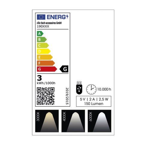 Lampka stołowa ładowana przez USB, 3 poziomy jasności, śred. 11 x 35 cm