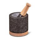 Moździerz granitowy na drewnianej podstawie CILIO śred. 10 x 9,5 cm 1,4 KG