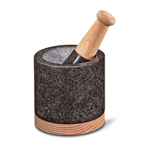 Moździerz granitowy na drewnianej podstawie CILIO śred. 10 x 9,5 cm 1,4 KG