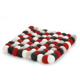 Podkładka pod gorące naczynia CILIO 21 x 21 cm owcza wełna czerwona