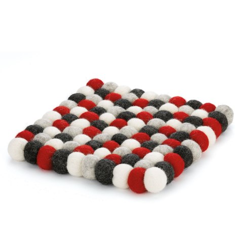 Podkładka pod gorące naczynia CILIO 21 x 21 cm owcza wełna czerwona
