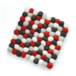 Podkładka pod gorące naczynia CILIO 21 x 21 cm owcza wełna czerwona