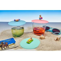 Pokrywka różowa silikonowa z plażowiczem piłka na szklanke kubek śred. 10,5 cm