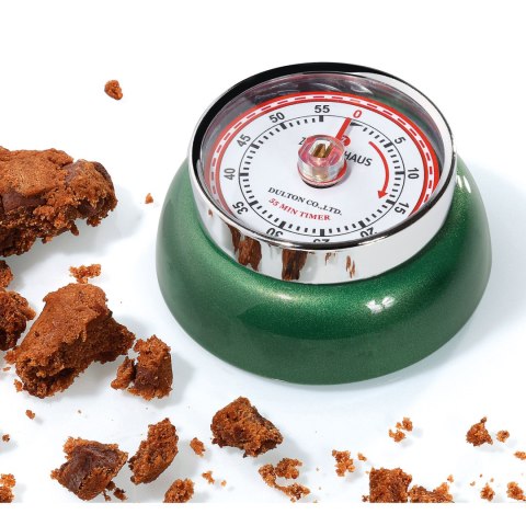 Timer mechaniczny ZASSENHAUS śred. 7 x 3 cm zielony metaliczny MAGNES