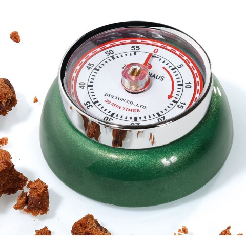 Timer mechaniczny ZASSENHAUS śred. 7 x 3 cm zielony metaliczny MAGNES