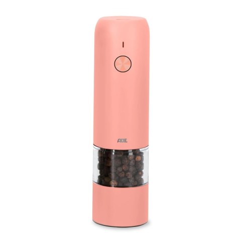 Elektryczny młynek do przypraw ładowany przez USB śred. 4 x 14 cm koralowy ADE