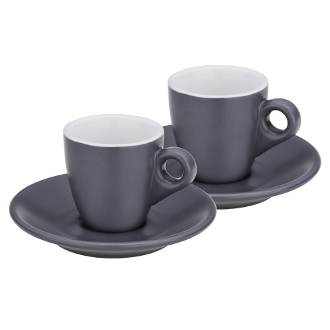 Filiżanki do espresso ze spodkami KELA 2 sztuki 0,05 L szare