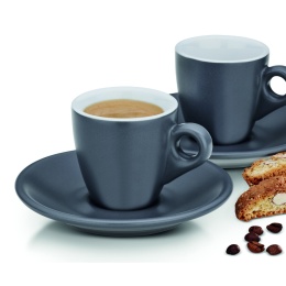 Filiżanki do espresso ze spodkami KELA 2 sztuki 0,05 L szare