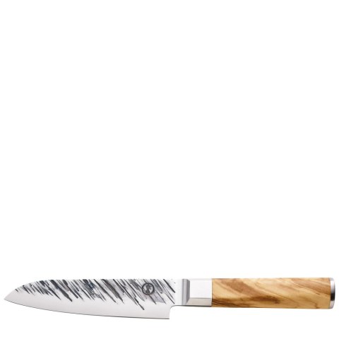 Nóż santoku, japońska stal/drewno oliwne, 13 cm