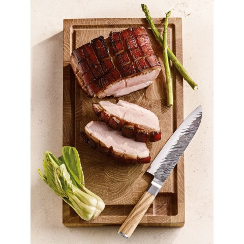 Nóż santoku, japońska stal/drewno oliwne, 18 cm