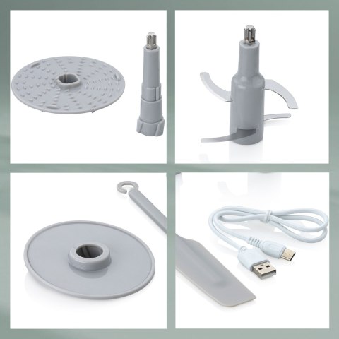 Siekacz elektryczny ładowany przez USB, 12,5 x 12 x 22,5 cm, 0,8 l, szary