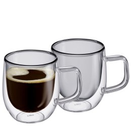 Szklanki do kawy o podwójnych ściankach 2 sztuki szkło borokrzemowe 0,2 L szare CILIO