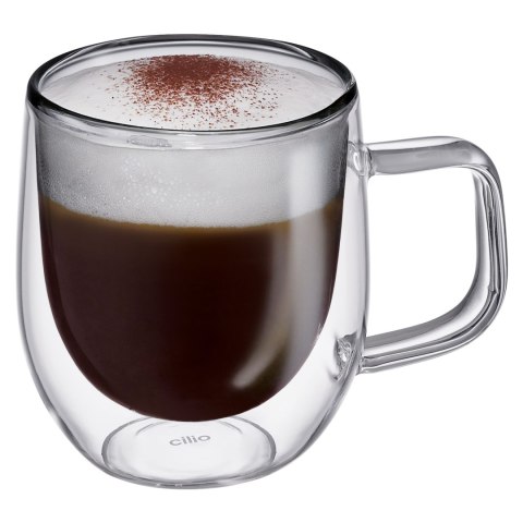 Szklanki do kawy o podwójnych ściankach 2 sztuki szkło borokrzemowe 0,2 L szare CILIO