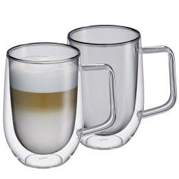 Szklanki do latte o podwójnych ściankach 2 sztuki szkło borokrzemowe 0,3 L szare CILIO