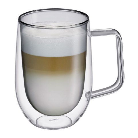 Szklanki do latte o podwójnych ściankach 2 sztuki szkło borokrzemowe 0,3 L szare CILIO